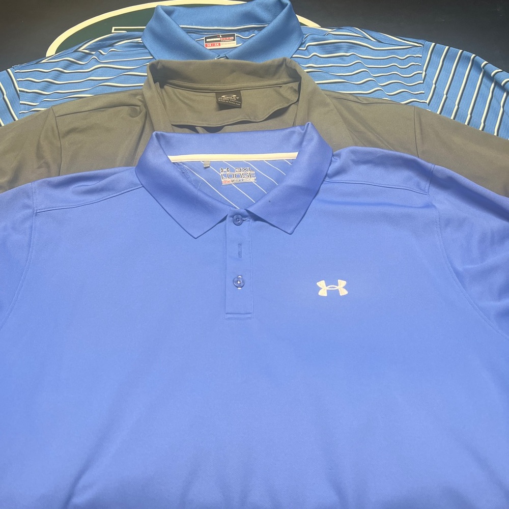 Under Armour Oakley Men's Blue and Gray Polo Shirts